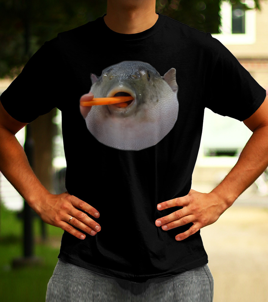 Pufferfish Eating A Carrot Funny Blowfish Dank Meme T-Shirt