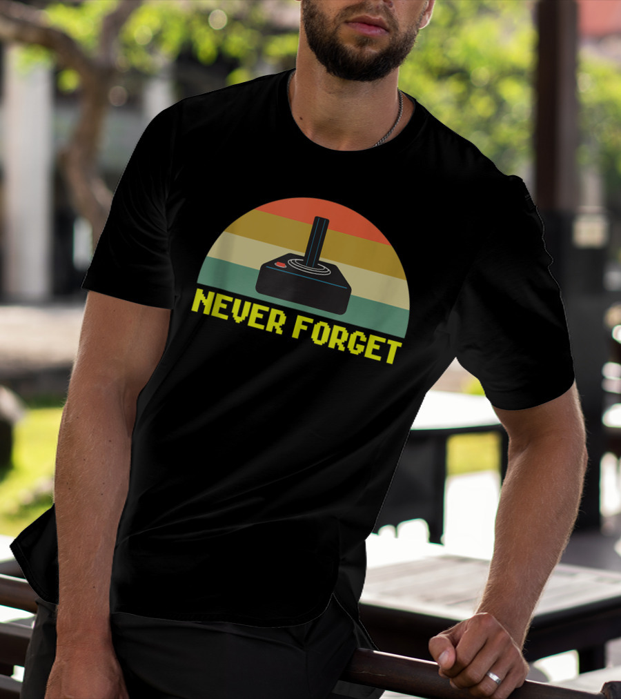 Never Forget Retro 80S Joystick Video Game Controller Pixel T-Shirt