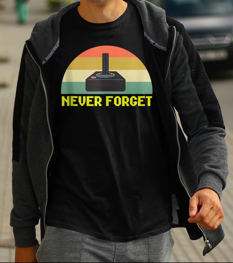 Never Forget Retro 80S Joystick Video Game Controller Pixel T-Shirt