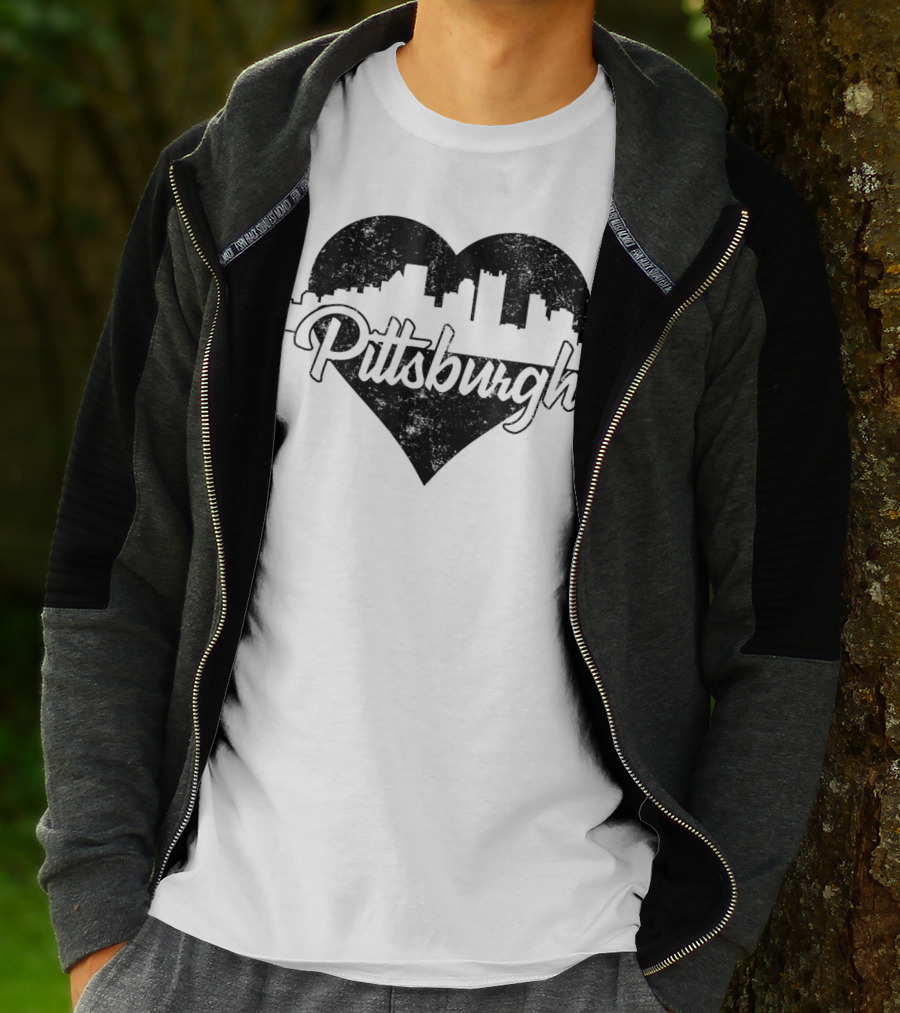 Retro Pittsburgh Skyline Heart T-Shirt