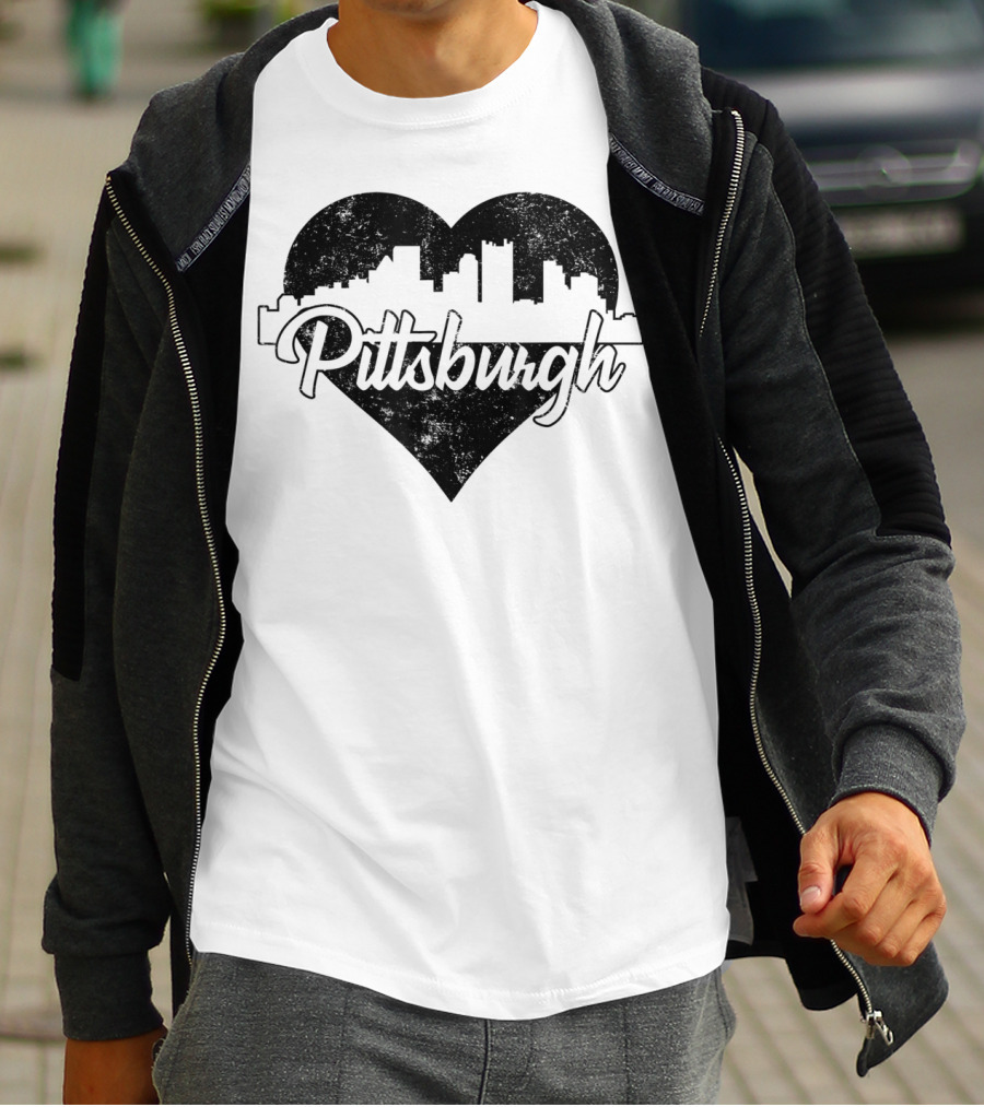 Retro Pittsburgh Skyline Heart T-Shirt