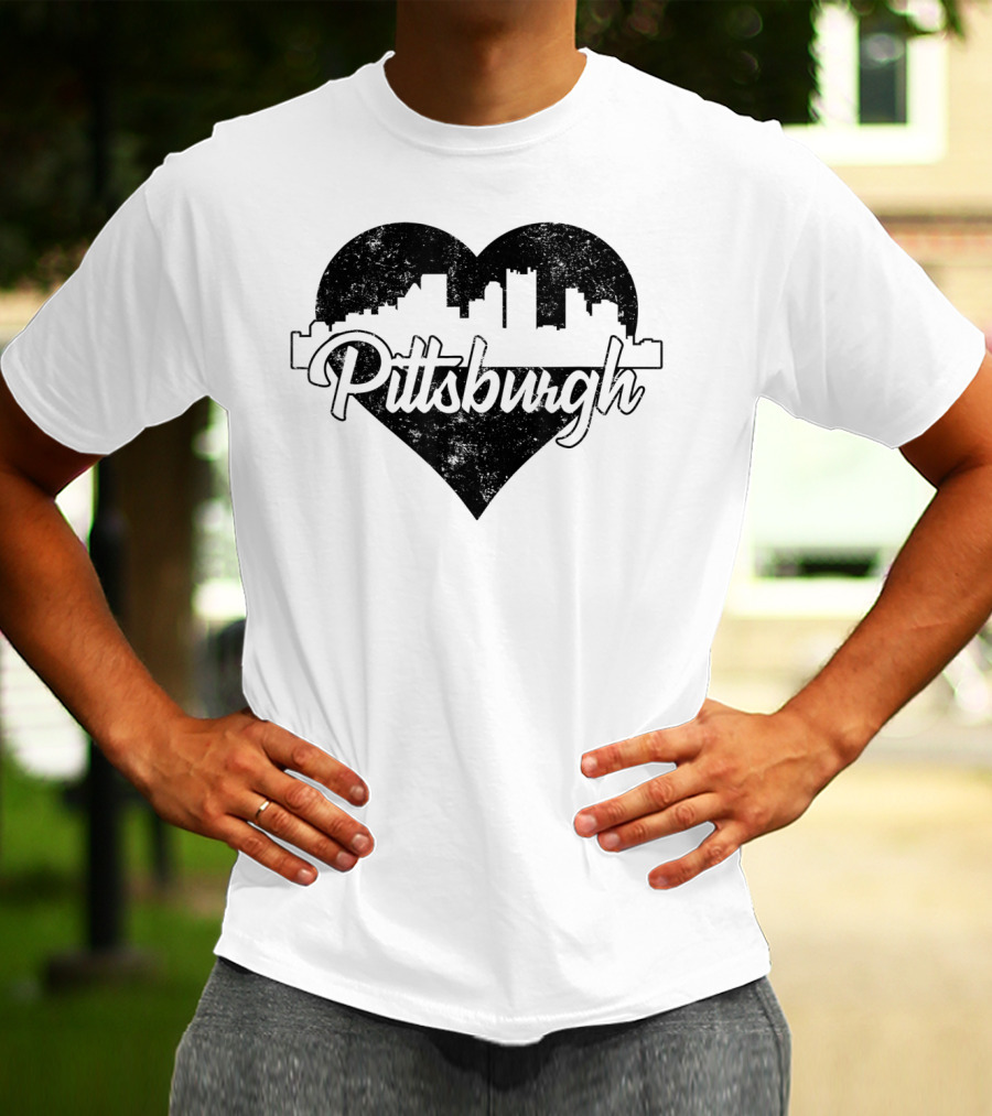 Retro Pittsburgh Skyline Heart T-Shirt