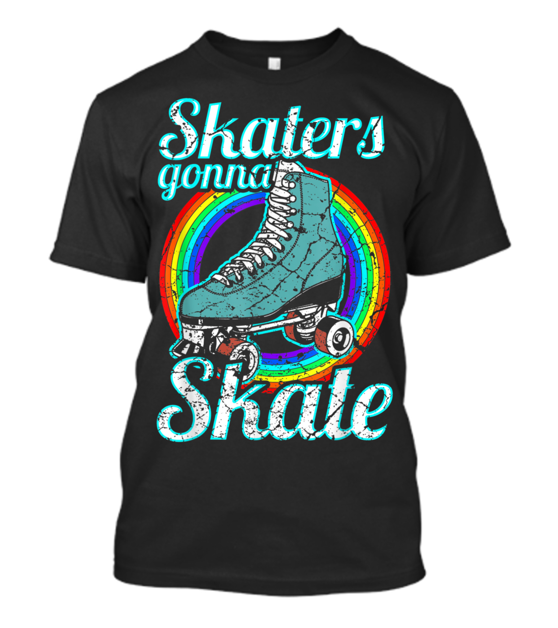 Retro Skaters Gonna Skate Roller Skate Vintage Style Rainbow T-Shirt