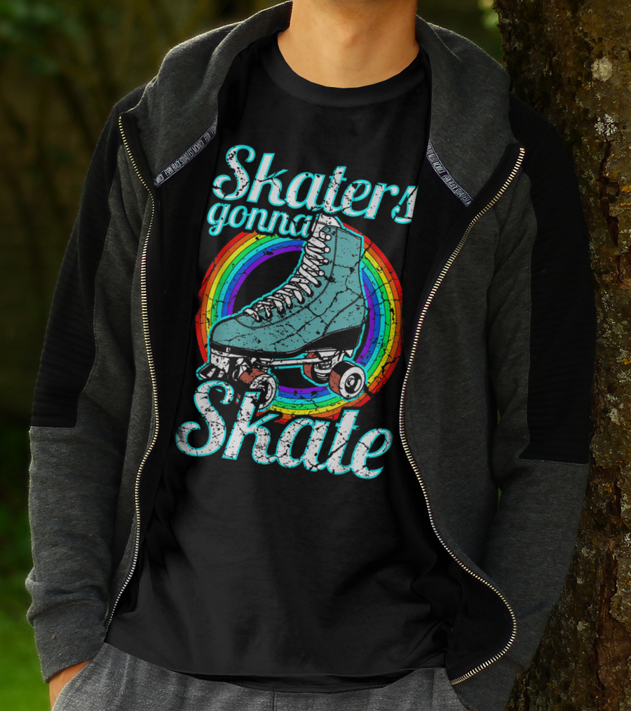 Retro Skaters Gonna Skate Roller Skate Vintage Style Rainbow T-Shirt