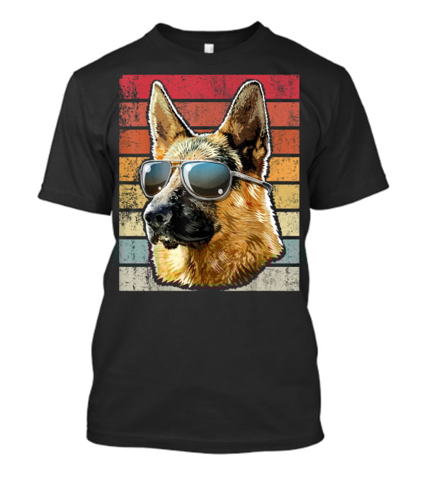 Retro Vintage German Shepherd Wearing Sunglasses T-Shirt