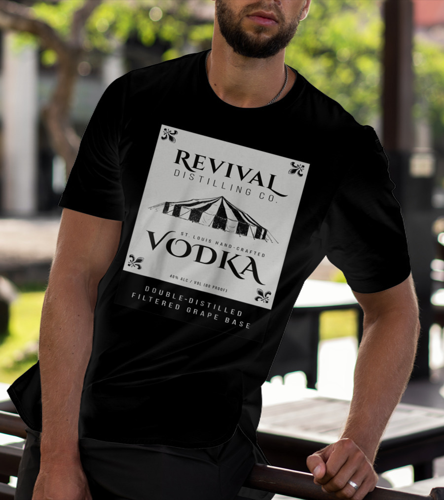 Revival Distilling Co. St. Louis Hand-Crafted Vodka Double-Distilled Filtered Grape Base T-Shirt