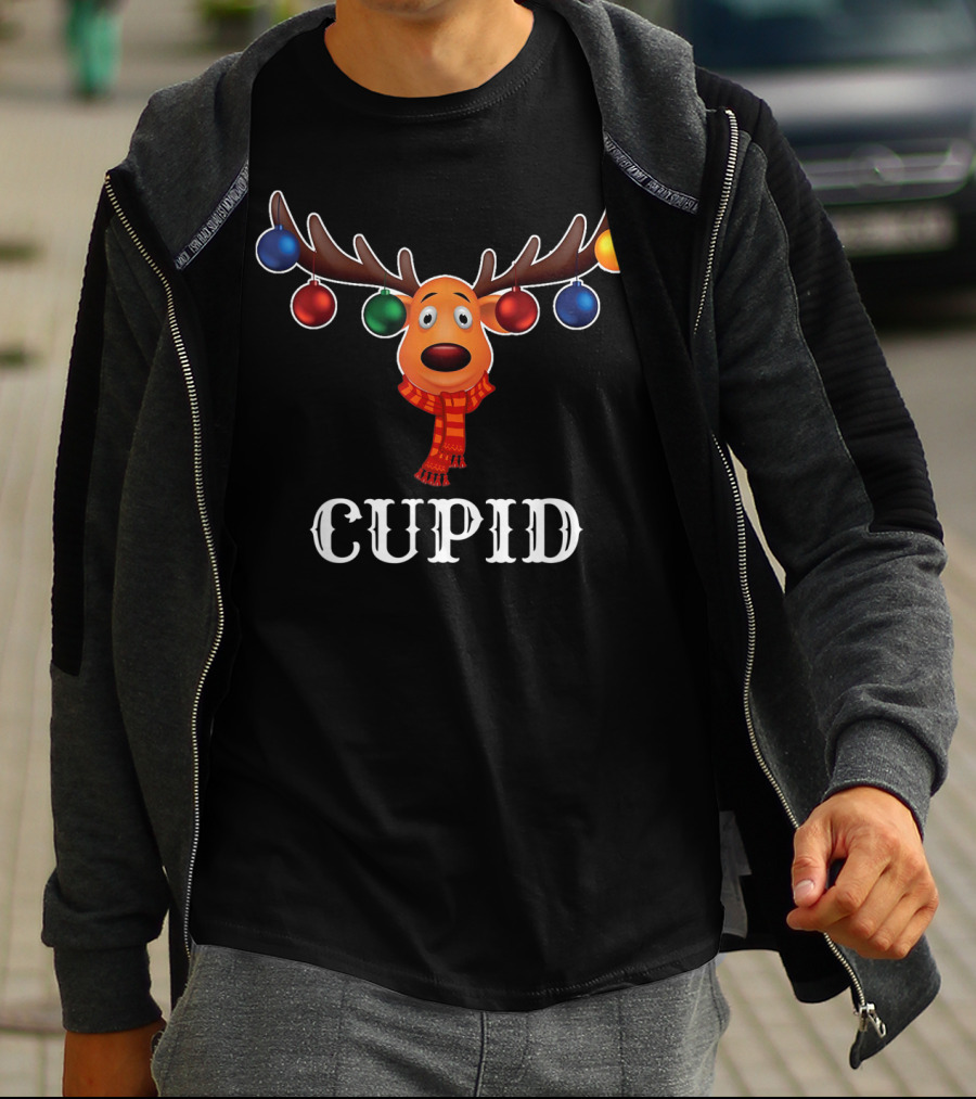 Cupid Reindeer Christmas Lights Holiday Humor T-Shirt