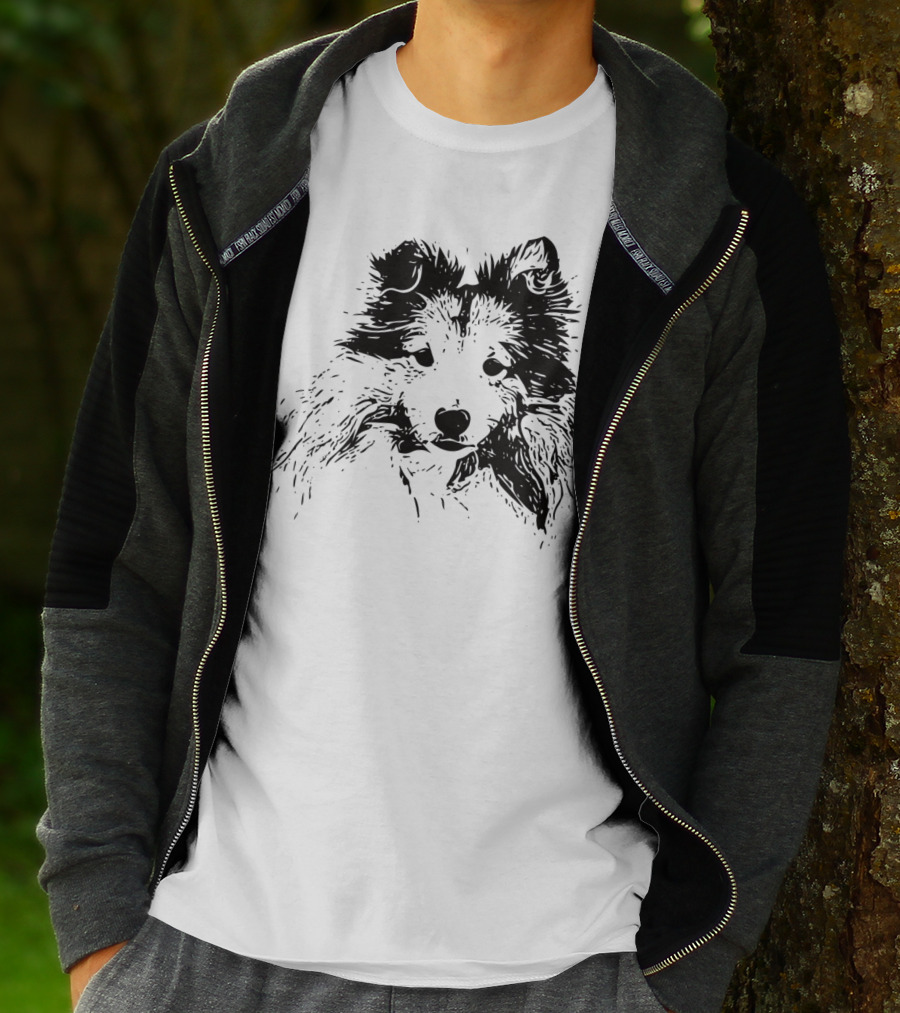 Shetland Sheepdog Outline Sketch T-Shirt