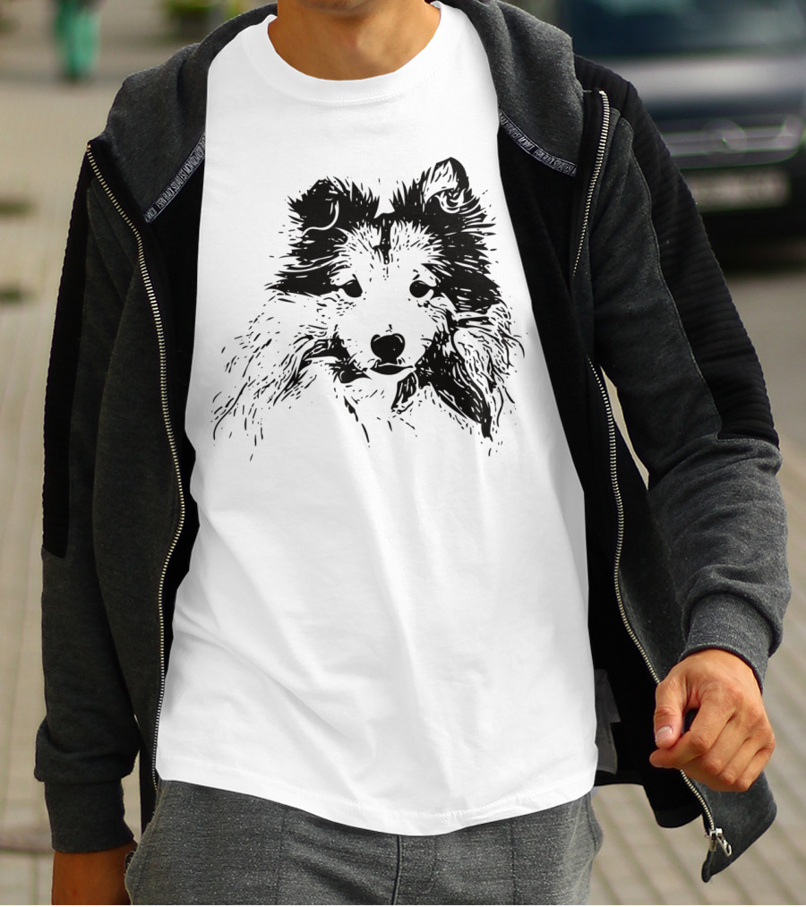Shetland Sheepdog Outline Sketch T-Shirt
