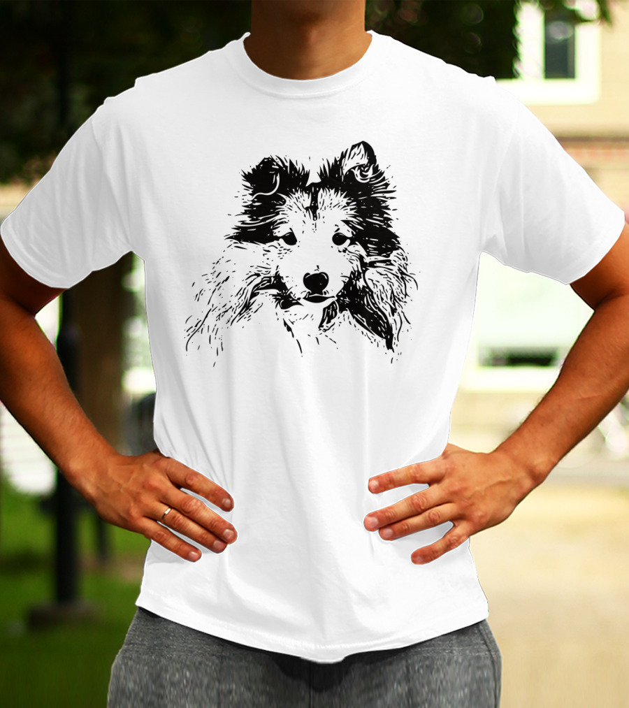 Shetland Sheepdog Outline Sketch T-Shirt
