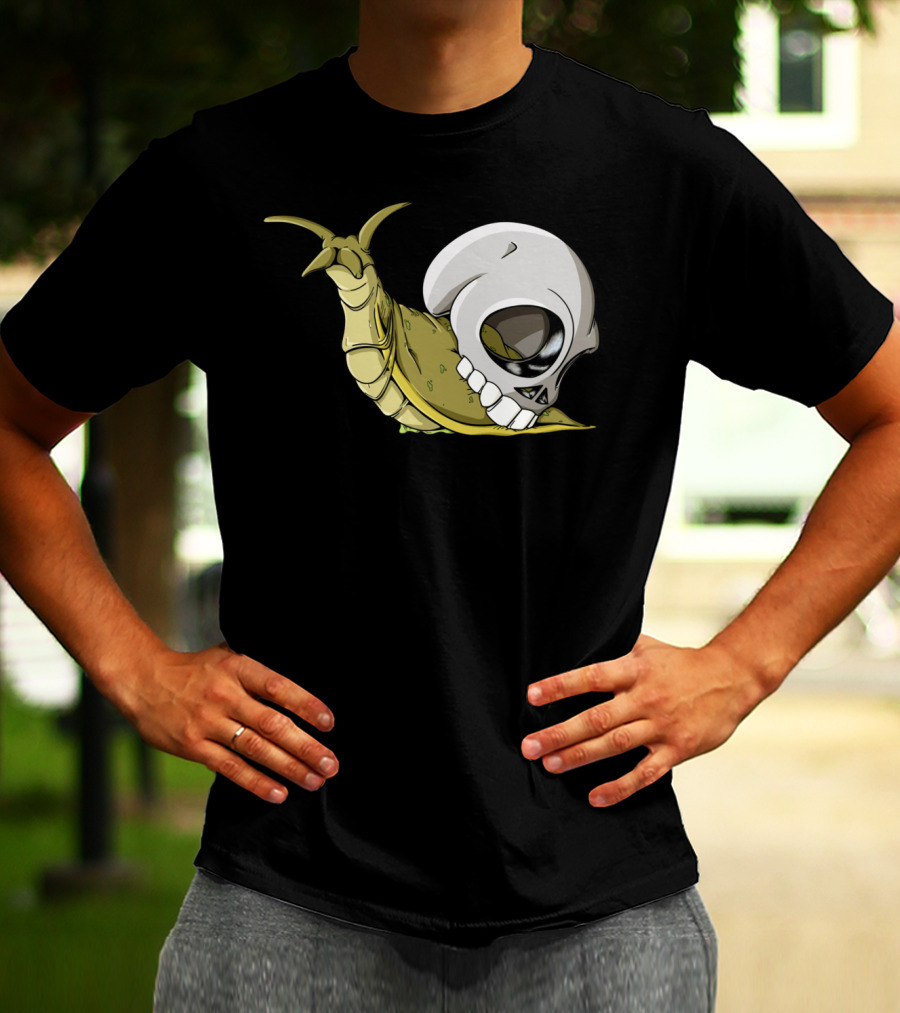 Skullug Funny Mix Skull With Slug Shell T-Shirt