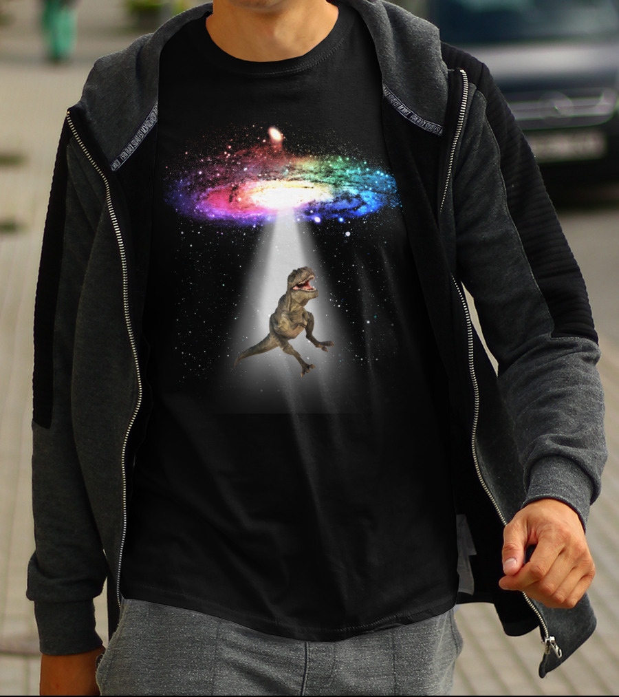 Space Dinosaur Trex In Galaxy Beam T-Shirt