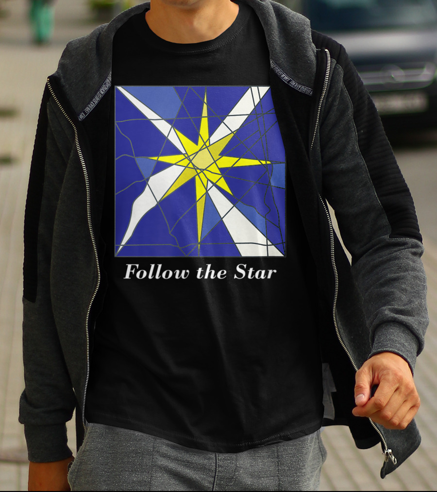 Follow The Star Stained Glass Style Star Of Bethlehem T-Shirt