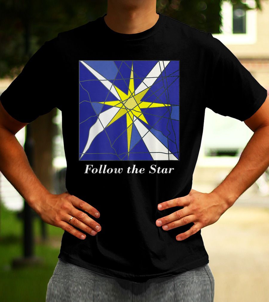 Follow The Star Stained Glass Style Star Of Bethlehem T-Shirt