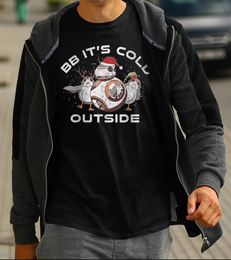 BB It's Cold Outside Star Wars BB-8 Porg Santa Hat T-Shirt