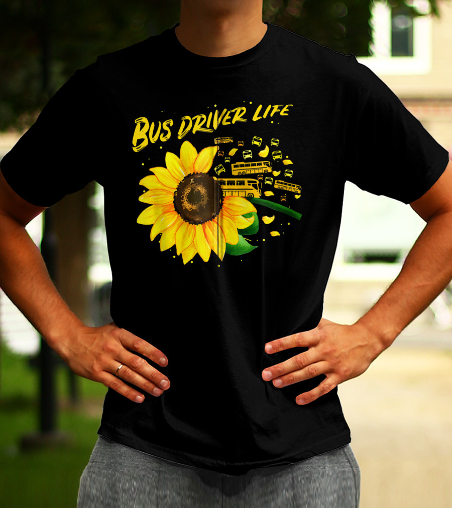 Bus Driver Life Sunflower Zip T-Shirt