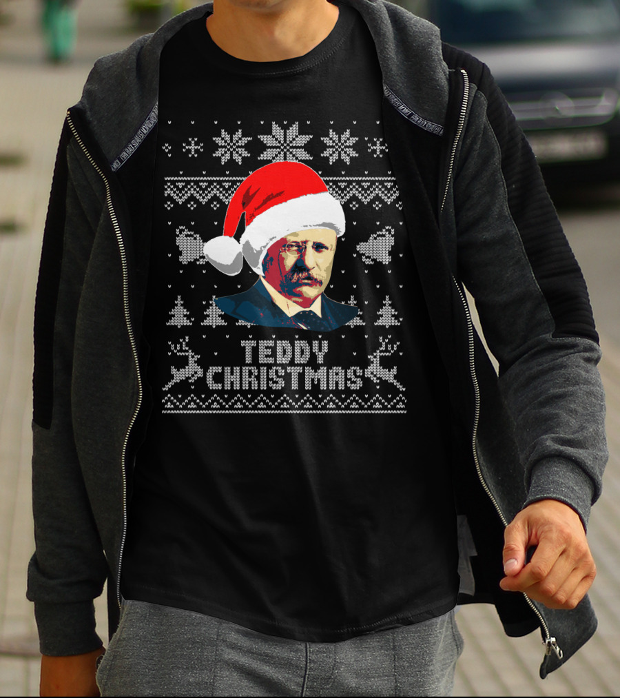 Teddy Christmas Theodore Roosevelt Santa Hat T-Shirt