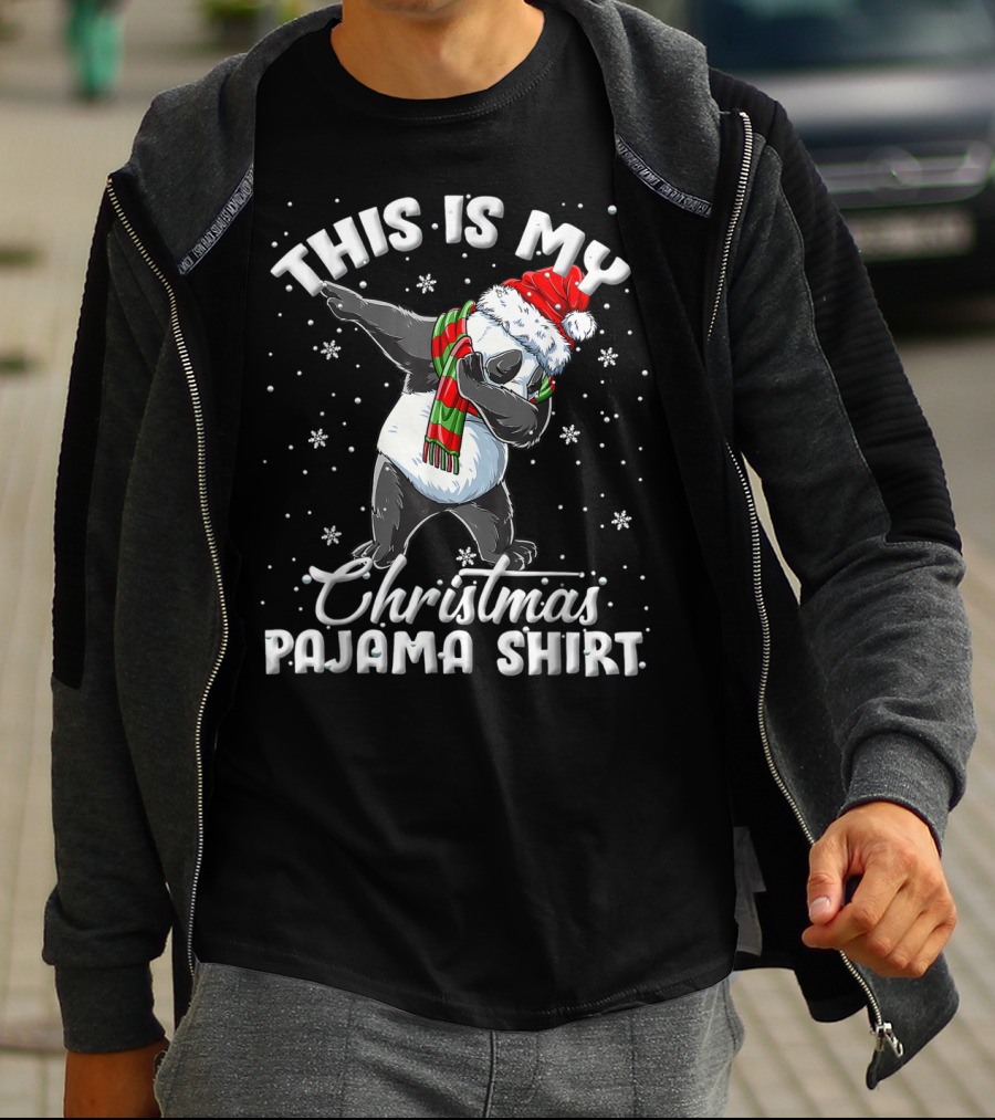 This Is My Christmas Pajama Shirt Dabbing Panda T-Shirt