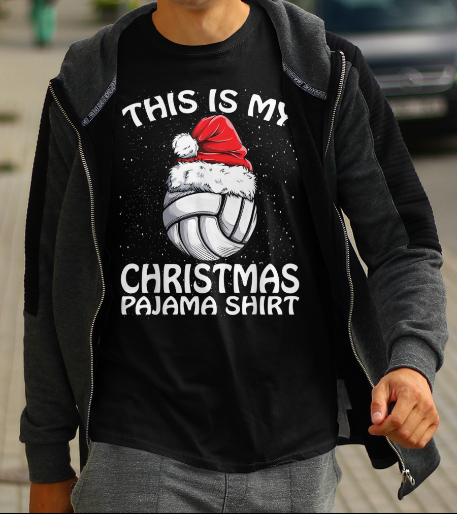 This Is My Christmas Pajama Volleyball Santa T-Shirt