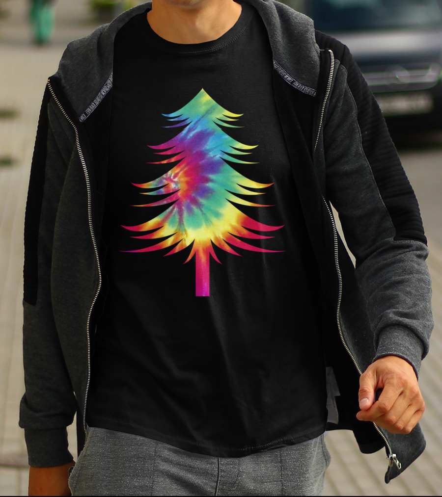 Tie Dye Christmas Tree Colorful Tye Dye Rainbow Effect T-Shirt