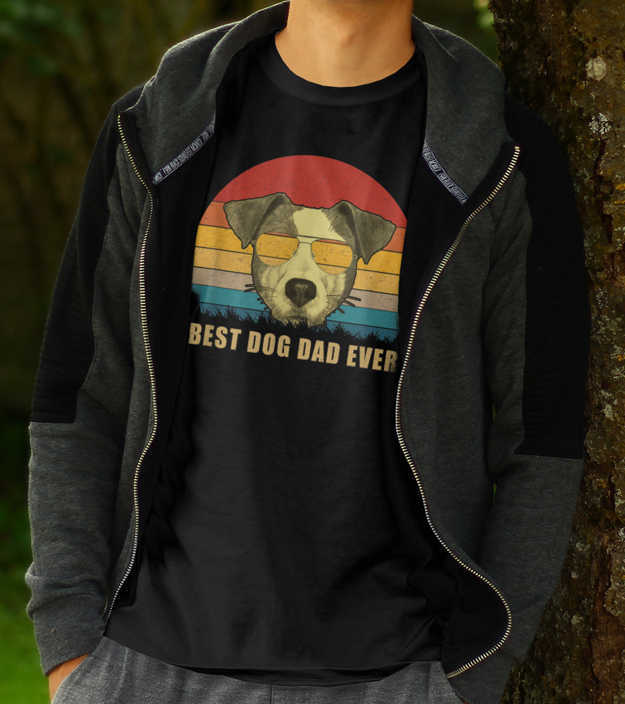 Vintage Jack Russell Terrier Best Dog Dad Ever Retro Sunglasses T-Shirt