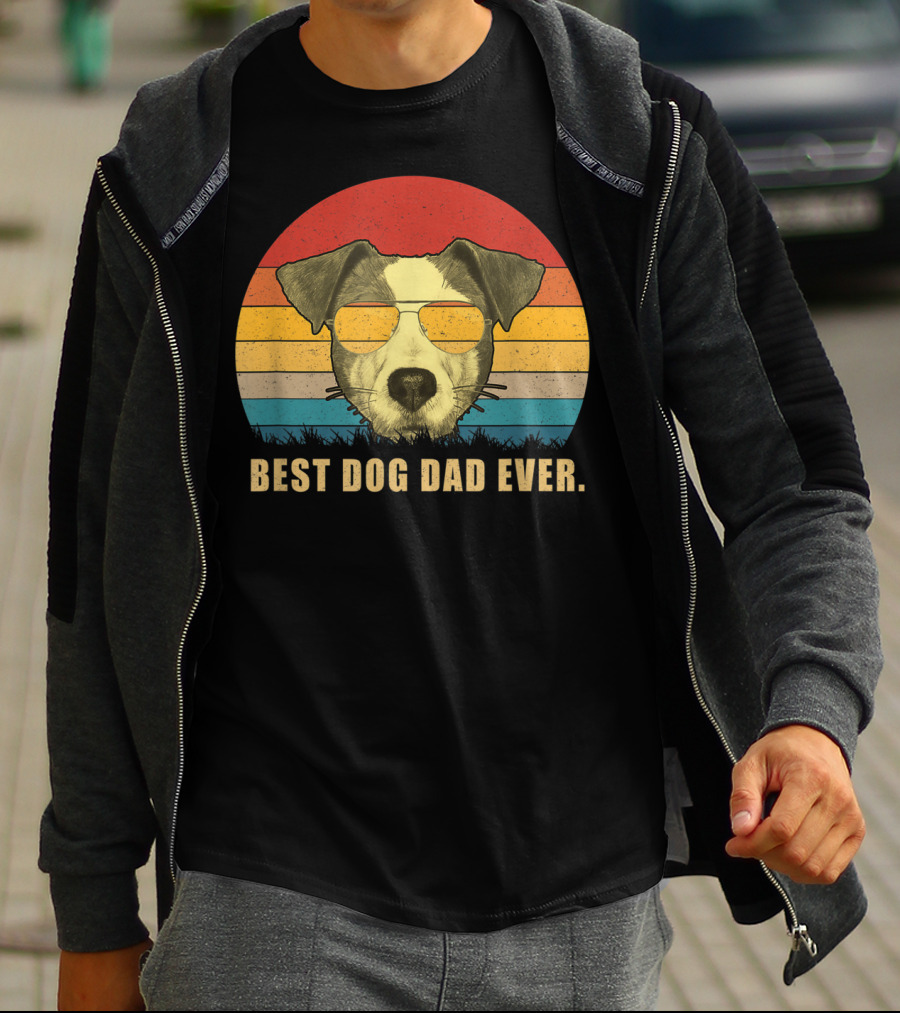 Vintage Jack Russell Terrier Best Dog Dad Ever Retro Sunglasses T-Shirt