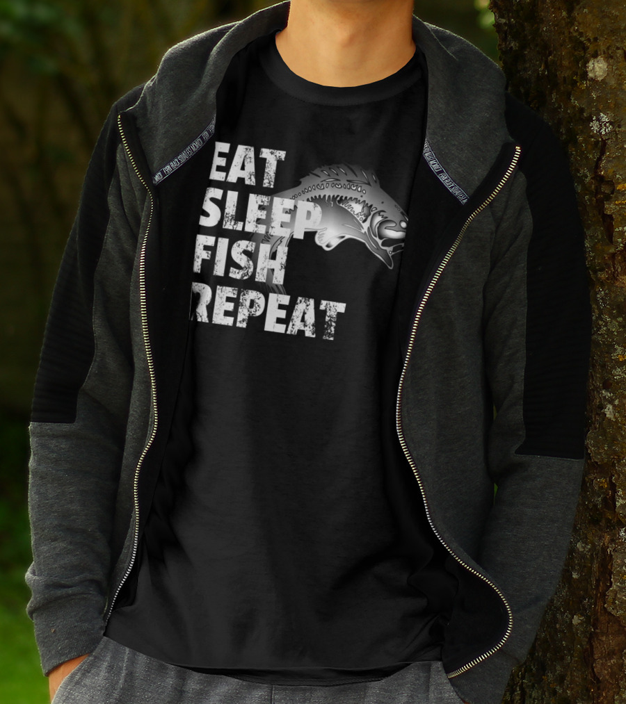 Eat Sleep Fish Repeat Vintage Fishing Lover Outdoors Enthusiast T-Shirt