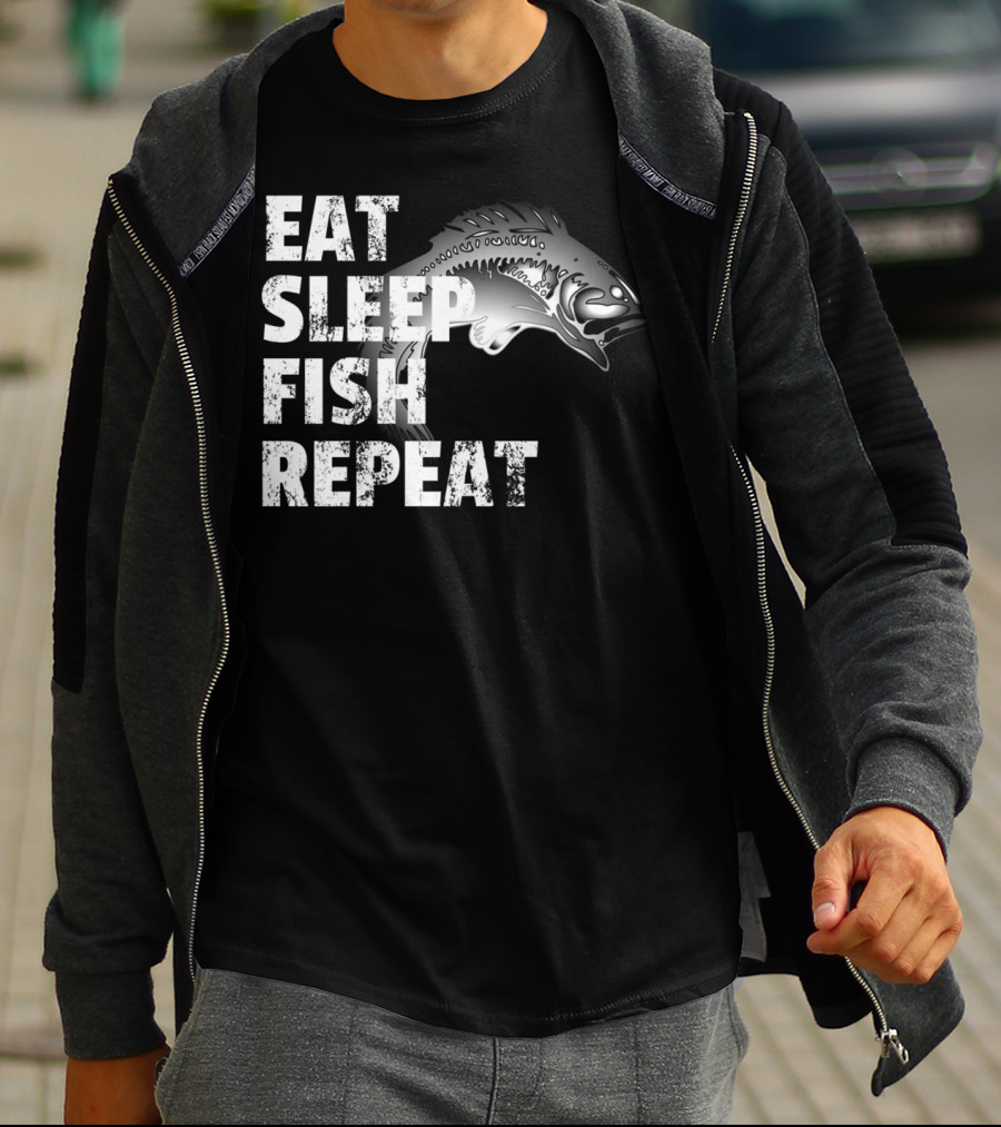 Eat Sleep Fish Repeat Vintage Fishing Lover Outdoors Enthusiast T-Shirt