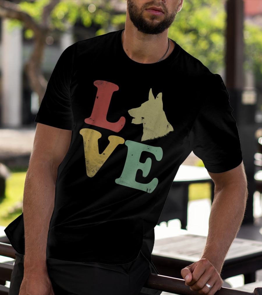 Vintage I Love My German Shepherd Beagle Love Dog T-Shirt
