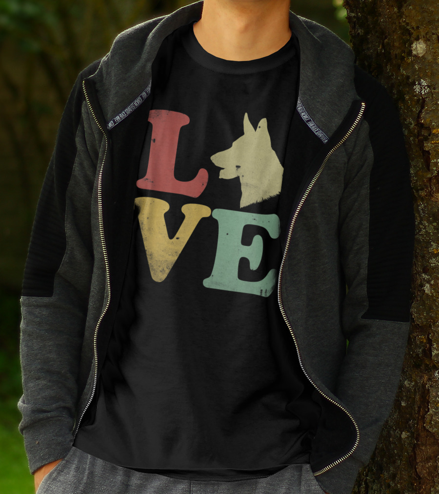 Vintage I Love My German Shepherd Beagle Love Dog T-Shirt