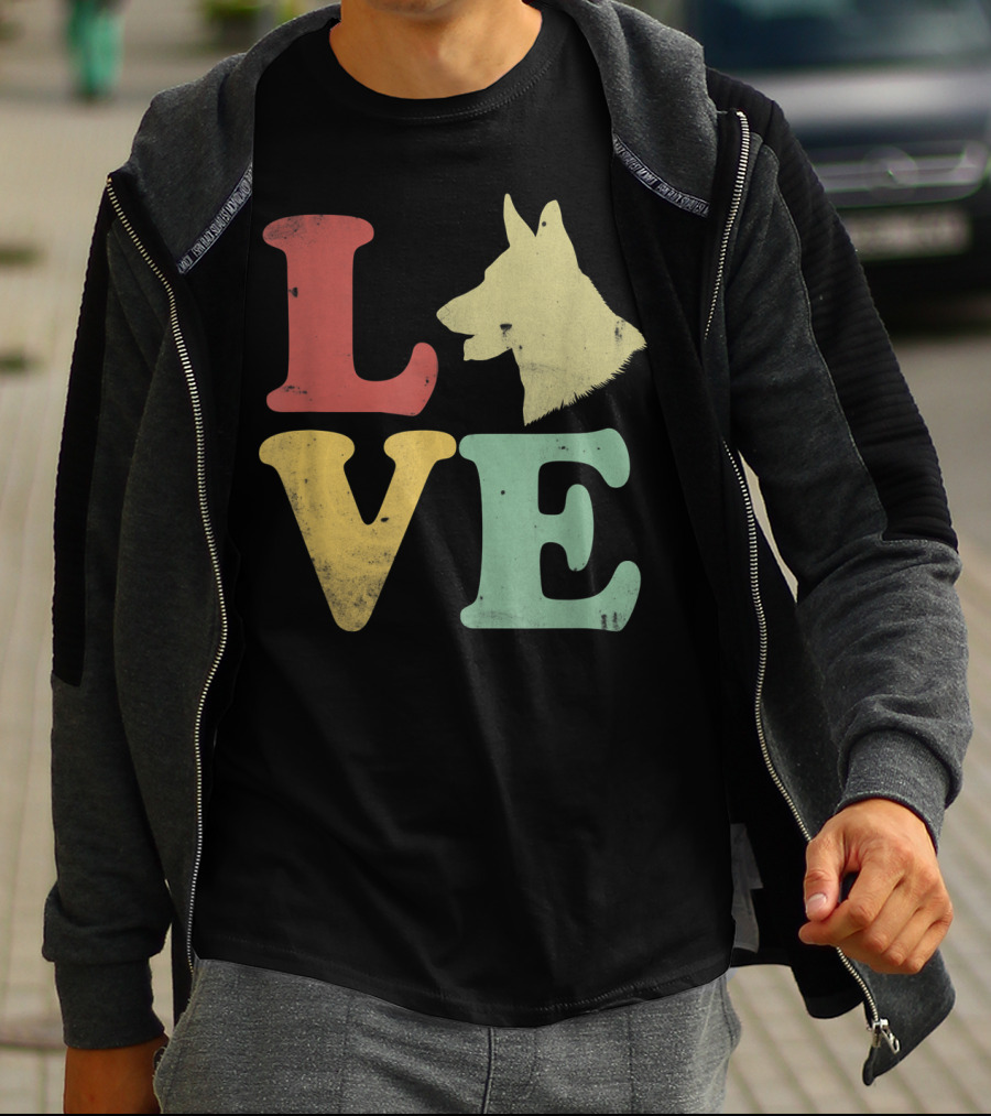 Vintage I Love My German Shepherd Beagle Love Dog T-Shirt