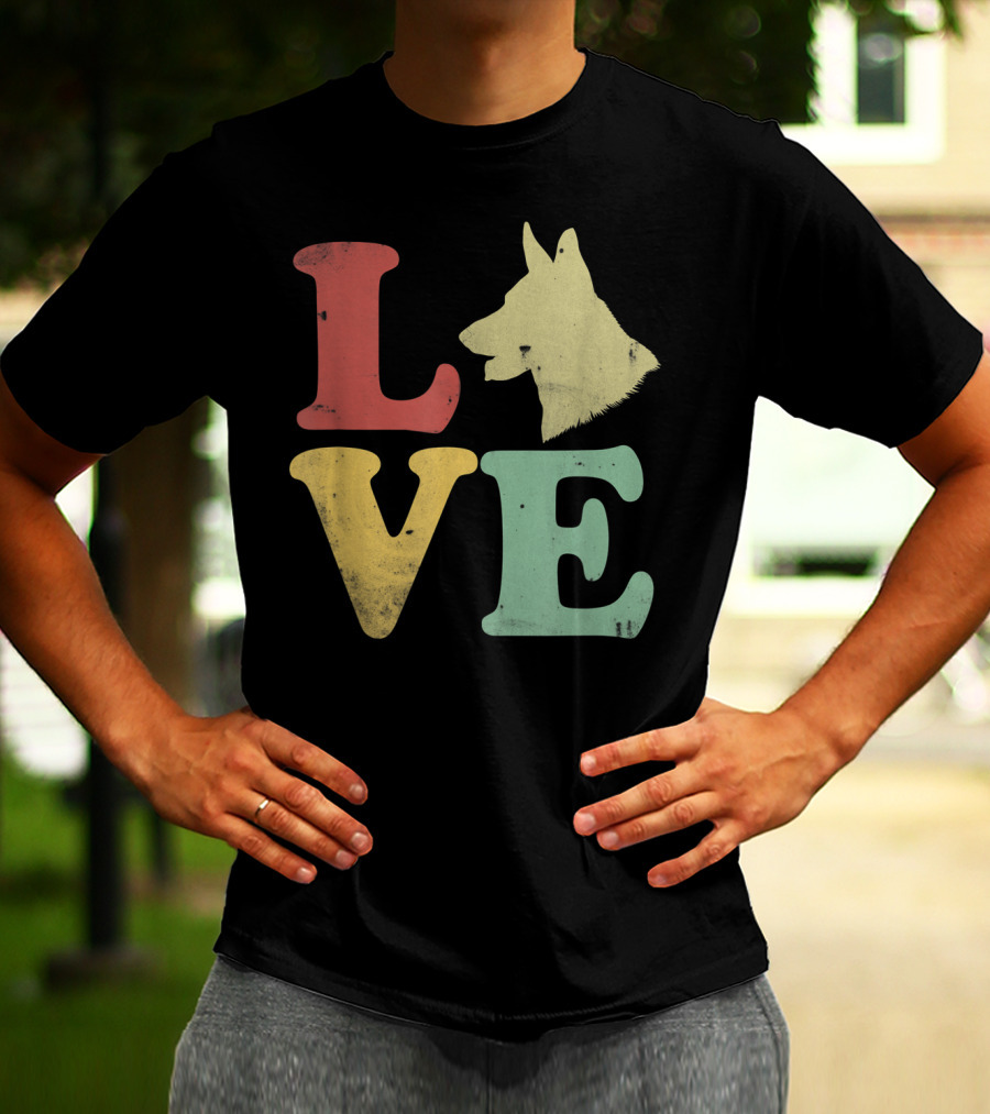 Vintage I Love My German Shepherd Beagle Love Dog T-Shirt