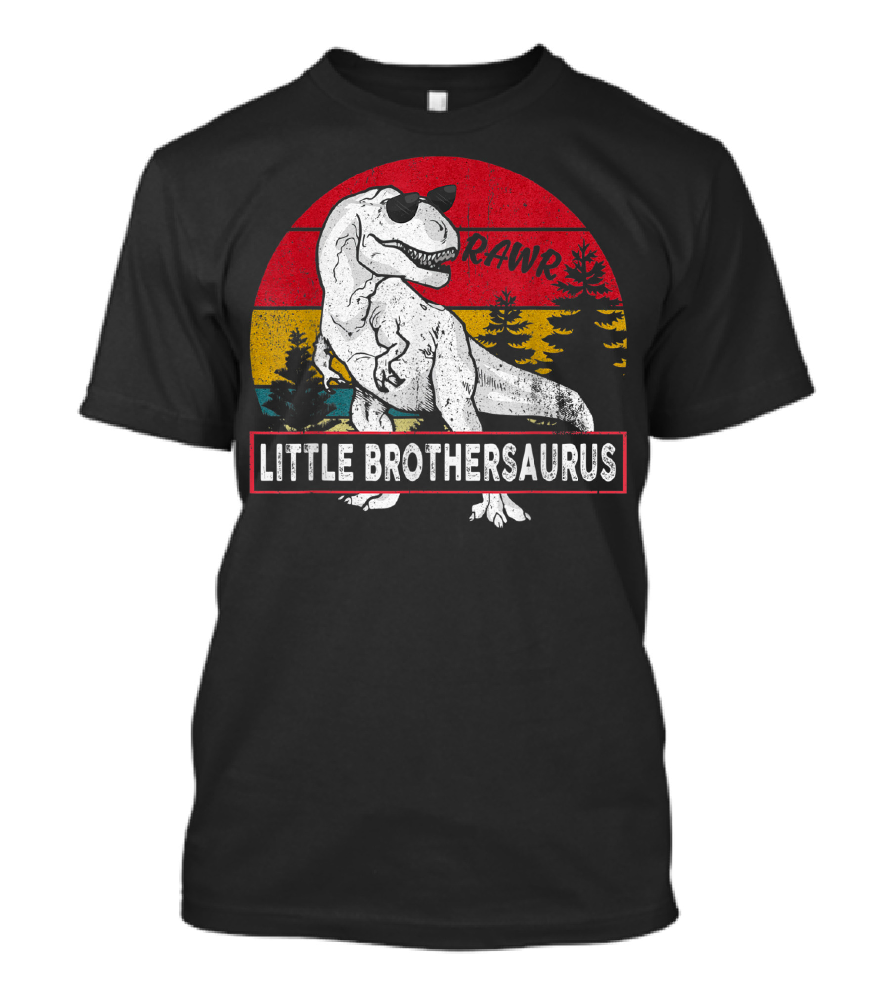 Vintage Little Brothersaurus Rawr Dinosaur Sunset Retro T-Shirt