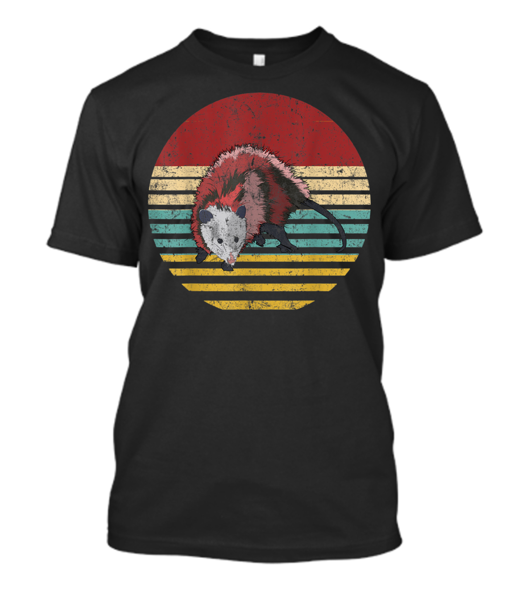 Vintage Possum Lovers Retro Sunset Stripes T-Shirt