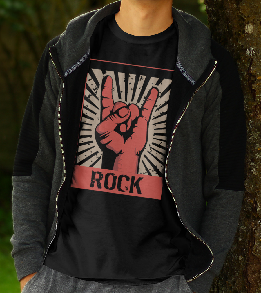 Vintage Rock Hand Gesture 70s 80s Concert Band T-Shirt