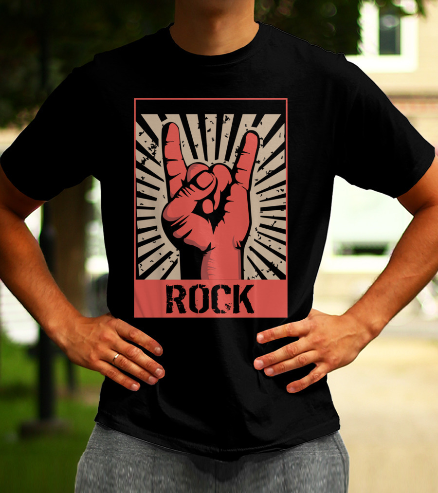 Vintage Rock Hand Gesture 70s 80s Concert Band T-Shirt