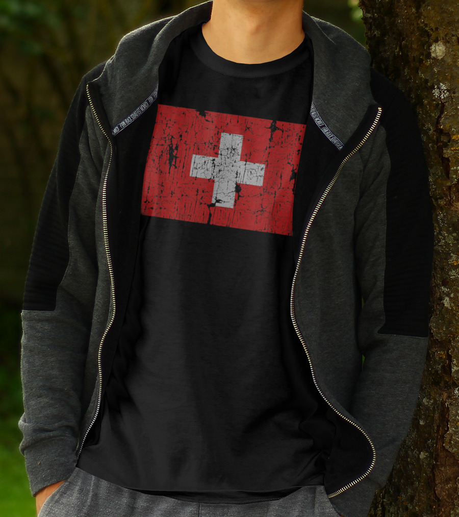 Distressed Vintage Swiss Flag T-Shirt