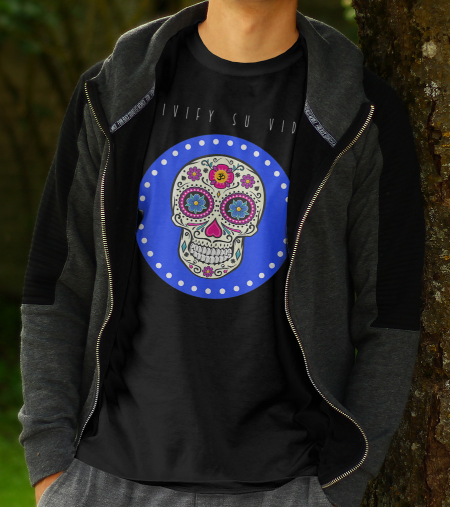 Vivify Su Vida Sugar Skull Blue Circle T-Shirt