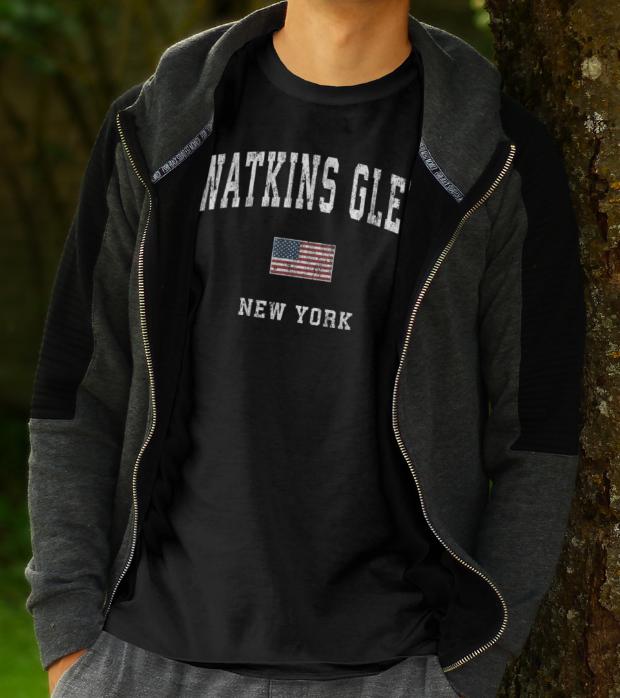 Watkins Glen New York Vintage American Flag T-Shirt
