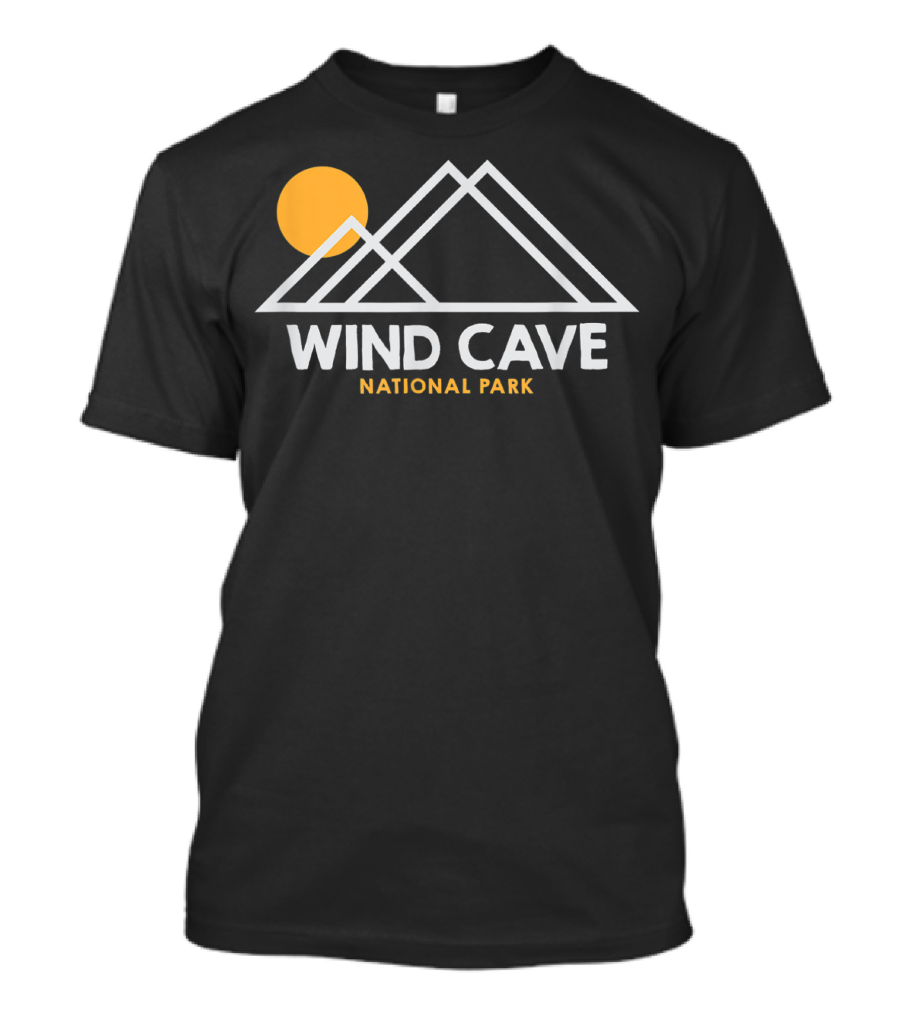Wind Cave National Park South Dakota Outline Mountain Sun T-Shirt