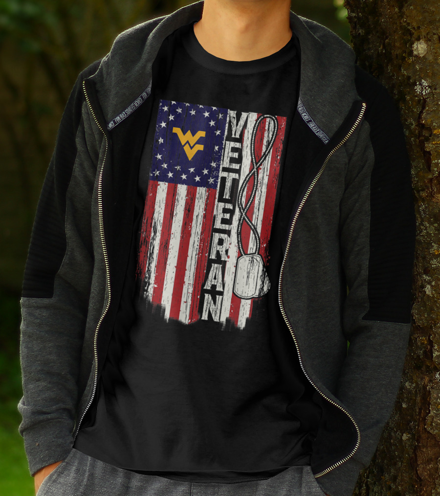 West Virginia Mountaineers Veteran American Flag T-Shirt