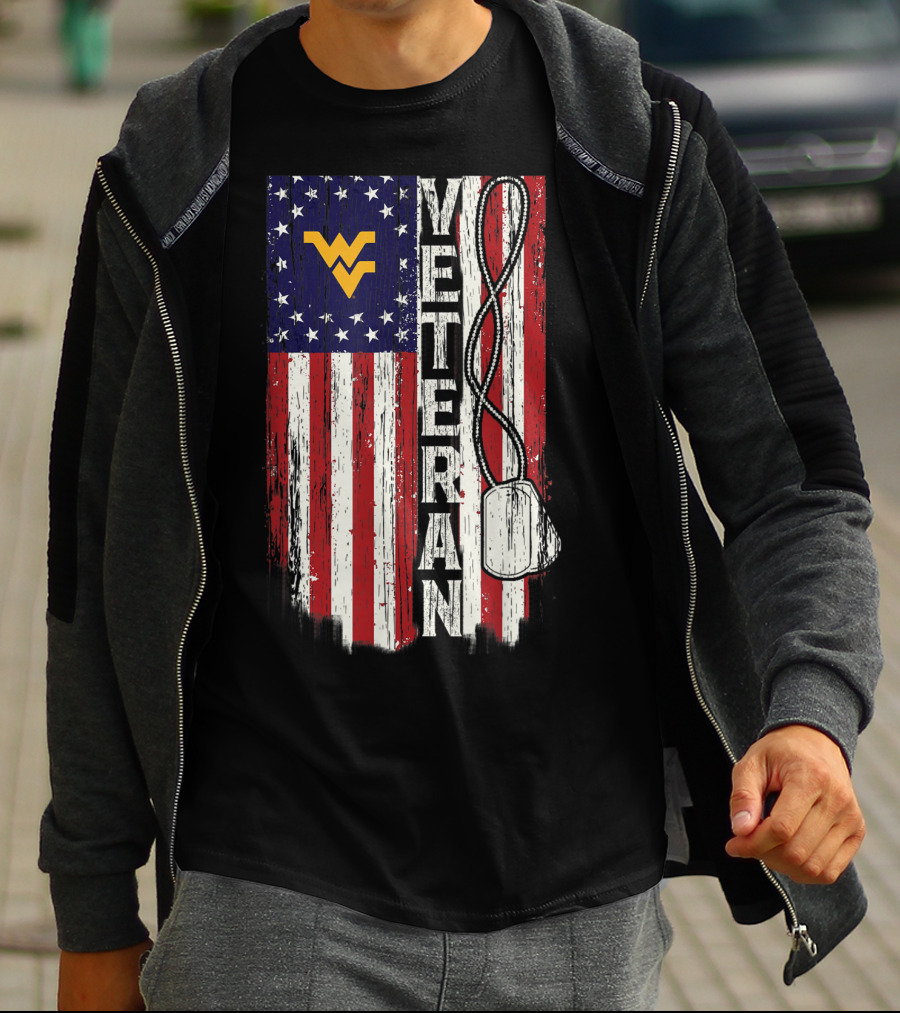 West Virginia Mountaineers Veteran American Flag T-Shirt