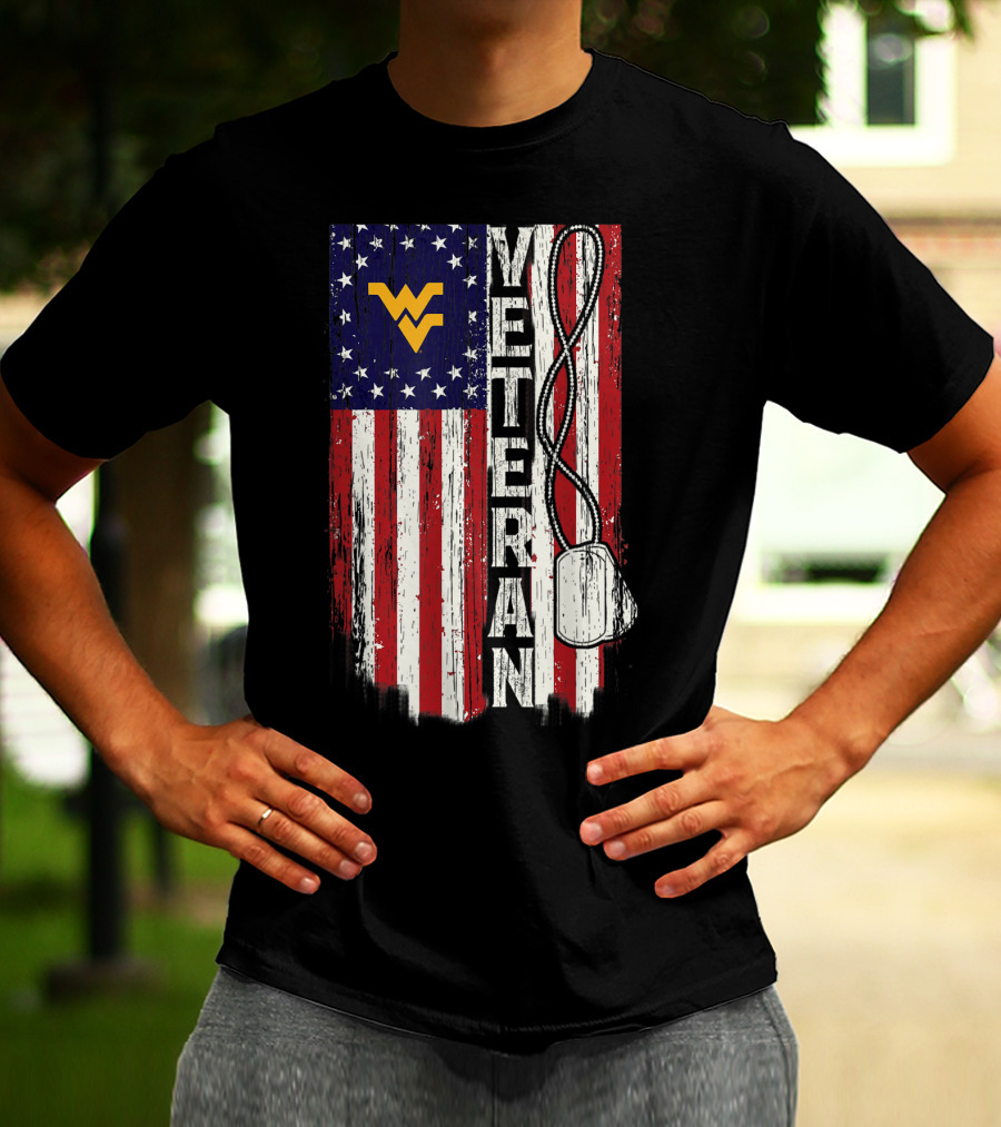 West Virginia Mountaineers Veteran American Flag T-Shirt