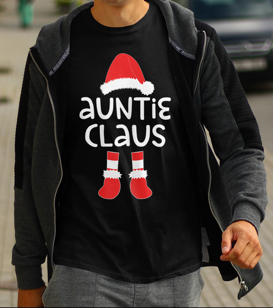 Santa Hat And Boots Auntie Claus Christmas T-Shirt