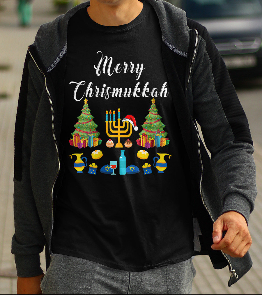Merry Chrismukkah Christmas Ugly Hanukkah Menorah T-Shirt