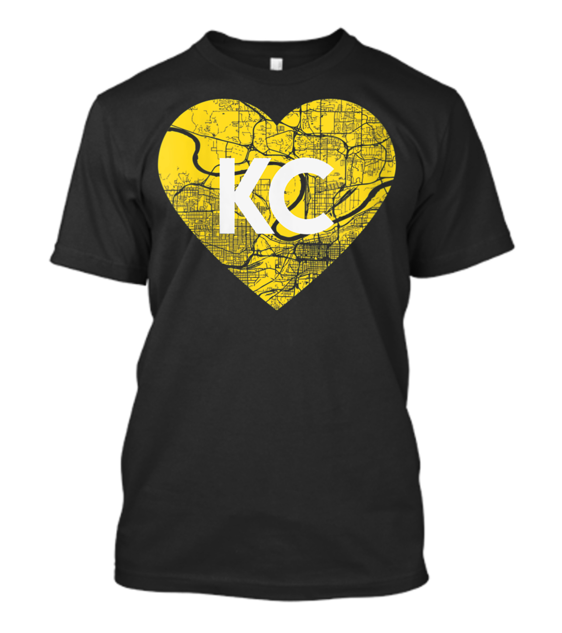 I Love Kansas City Football KC Heart Map T-Shirt