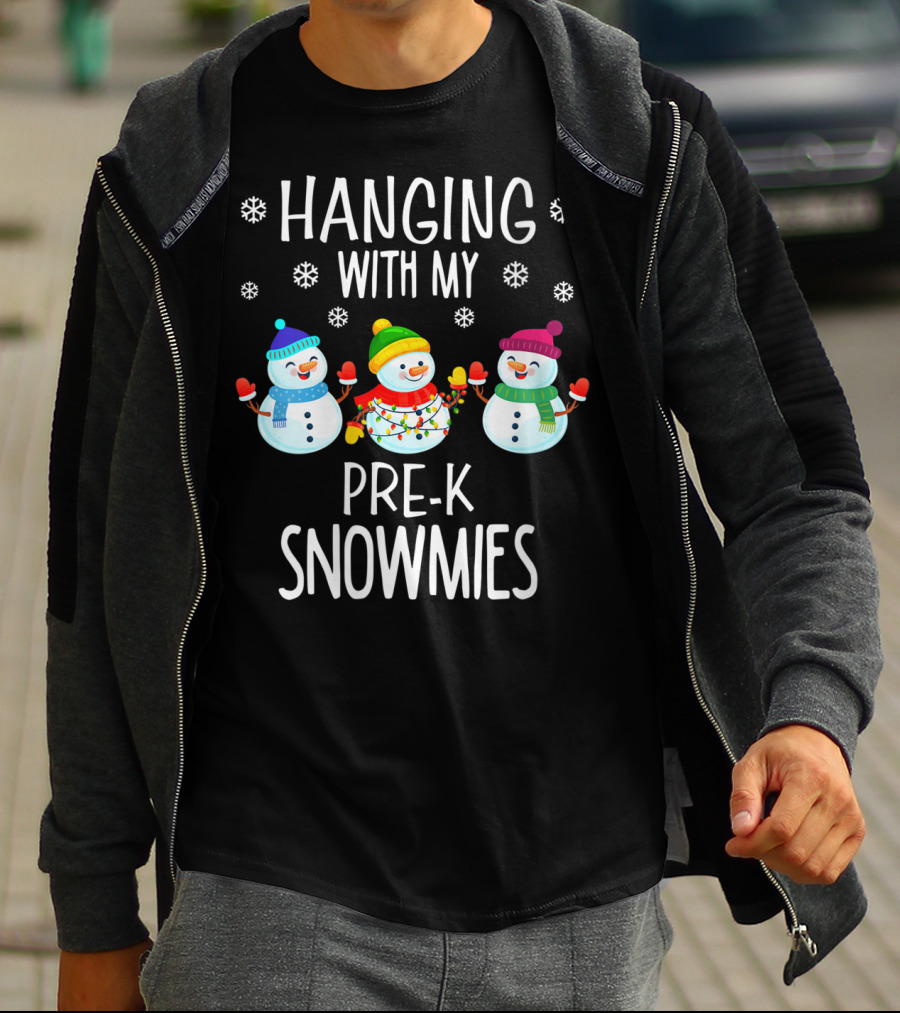 Hanging With My Pre-K Snowmies Teacher Christmas Holidays Educator T-Shirt