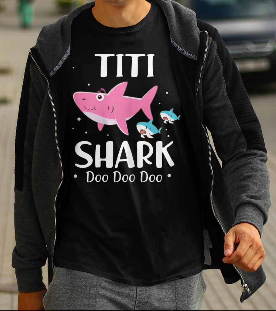 Titi Shark Doo Doo Doo Cute Cartoon Pink And Blue Sharks T-Shirt