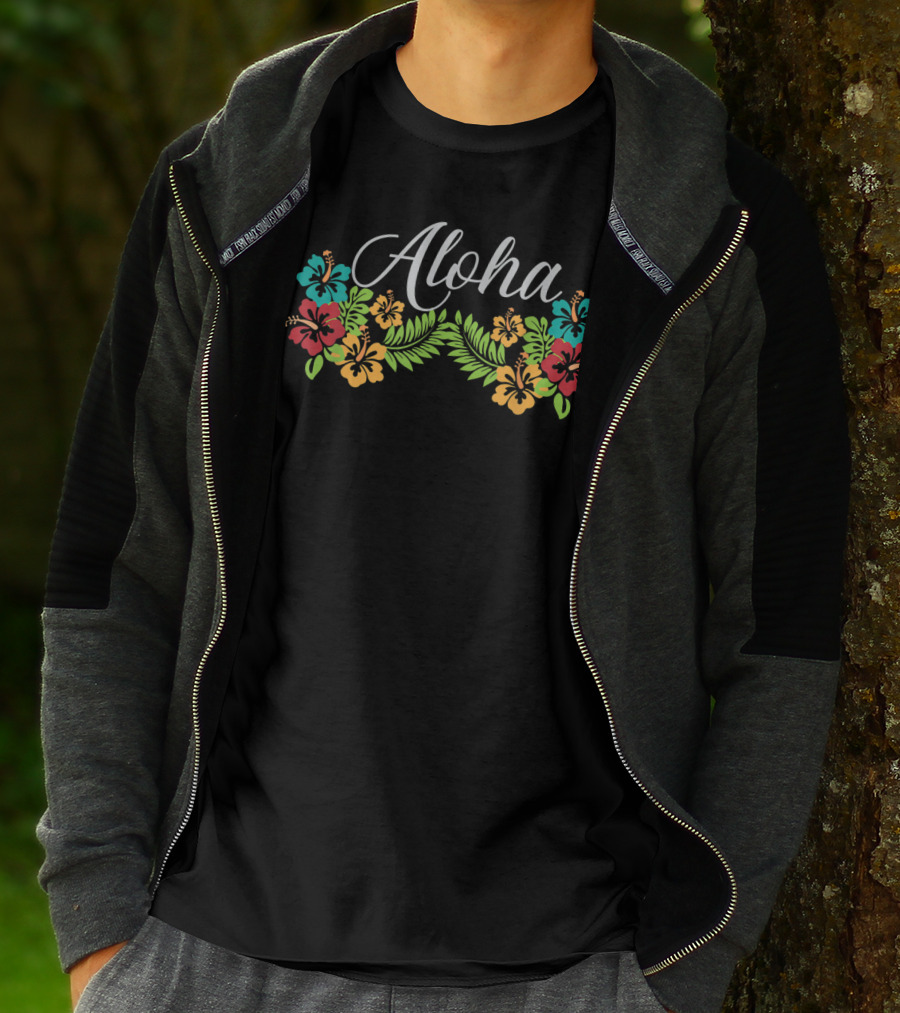 Aloha Hawaii Island Spirit With Tropical Hibiscus And Ferns T-Shirt