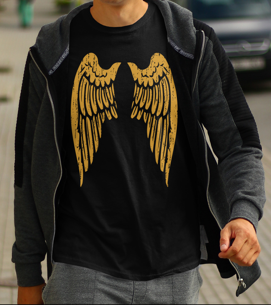 Gold Angel Wings Back T-Shirt